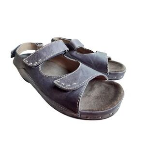 Wolky Womens EU 38 Grey Blue Leather Comfort Sandals Adjustable 
Walking